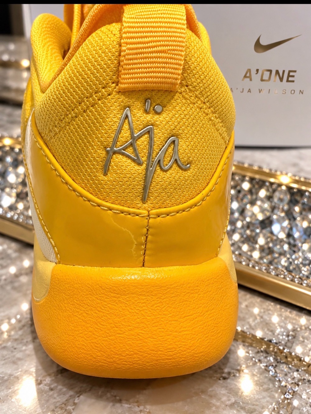 Nike A’One “Sunshine” A’ja Wilson 💛 Nike Kids Yellow and White Athletic Sneaker - Picture 3 of 3